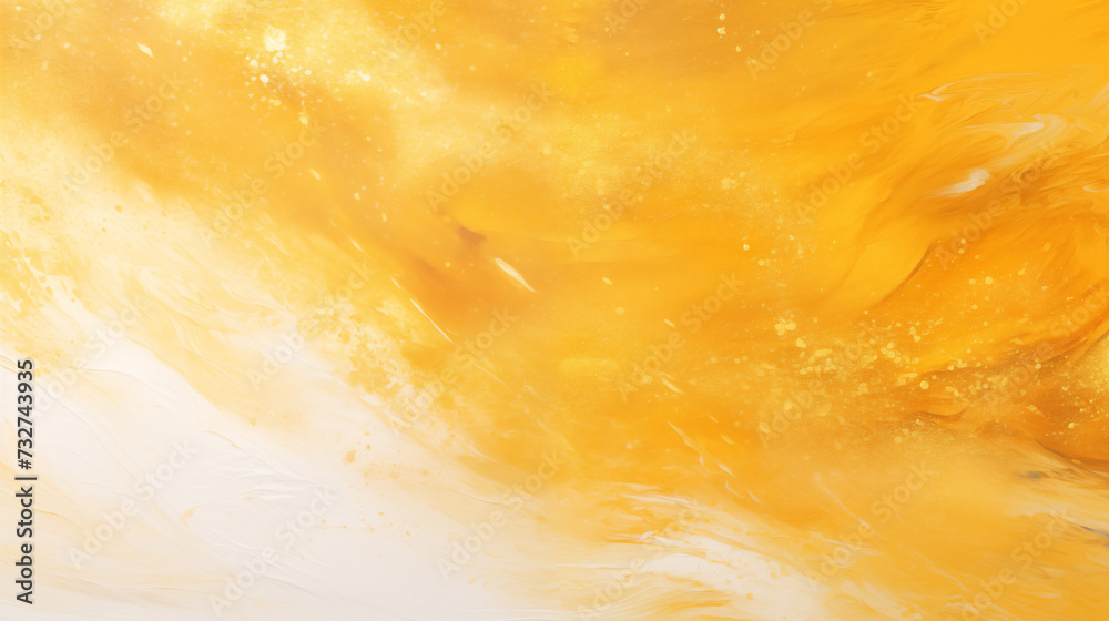 Złote tło namalowane farbą olejną na płótnie - artystyczna abstrakcyjna nowoczesna sztuka. Pociągnięcia pędzlem i nieregularne kształty. - obrazy, fototapety, plakaty 