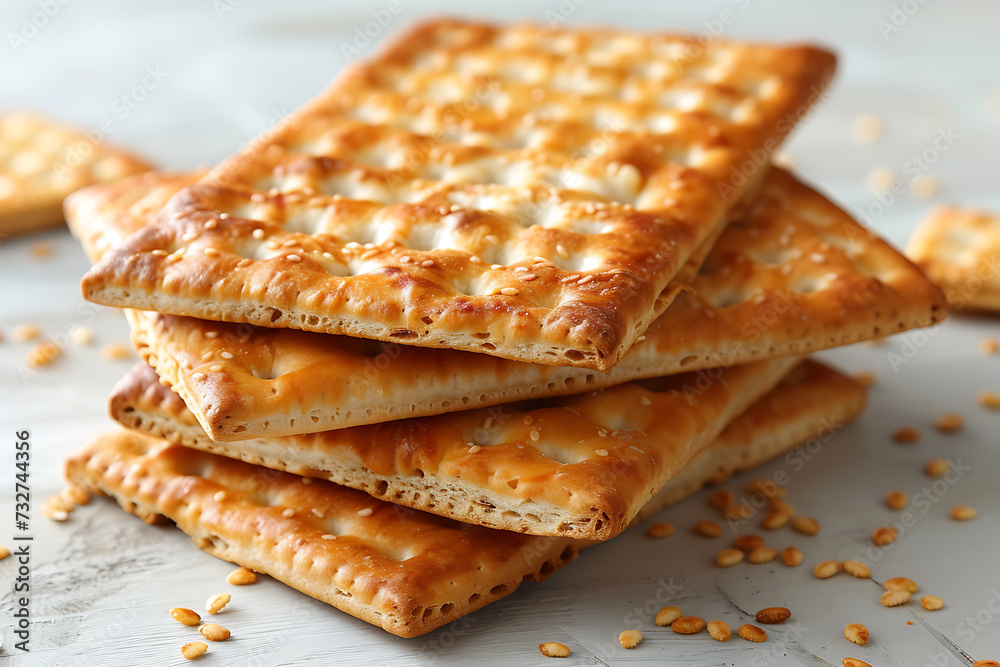 Fototapeta premium Matzah Jewish holiday bread, Passover celebration concept 