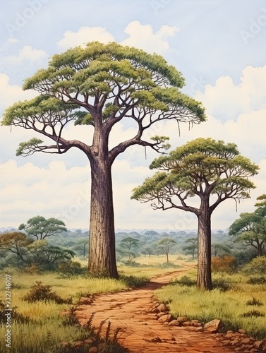 Majestic African Savannas Woodland Art: African Trees, Rustic Wall Decor
