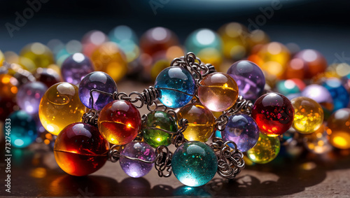 Background with beautiful colorful beads. AI