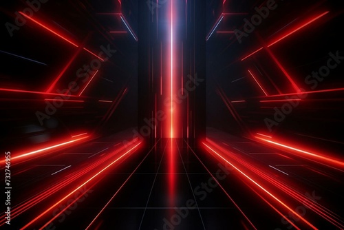 Futuristic-style wallpaper with red neon lights. Generative AI