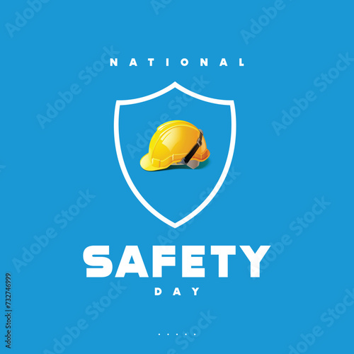 National Safety day with shield line vector. concept for world safety day poster designs 