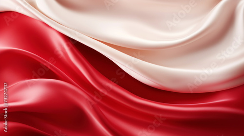 Poland flag with fabric texture, abstract wavy background for patriotic or holiday design