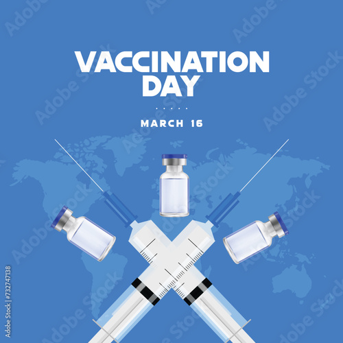 National vaccination day design with Global background. Social media post design, web banner, design elements, templates. photo