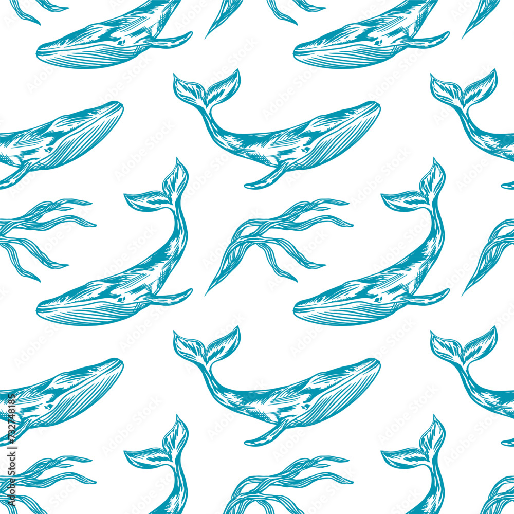 Sea whale, pattern, seamless. Graphic arts. Vector illustration. Cards, invitations, banners, flyers, covers, labels, textiles, packaging, wallpaper. Sea whale, pattern, seamless. Graphic arts. Vector illustration. Cards, invitations, banners, flyers, covers, labels, textiles, packaging, wallpaper.