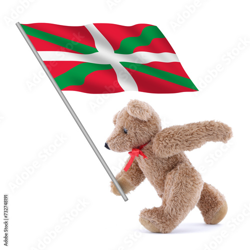 Basque Lands flag being carried by a cute teddy bear photo