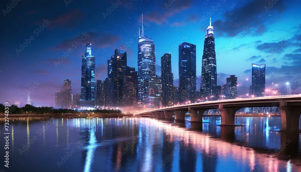 Fototapeta premium new modern cityscape at night