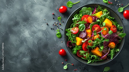 A colorful salad bursting with freshness, promoting nutritious dietary choices