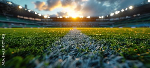 textured free soccer field in the evening light - center, midfield