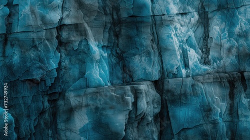 Close-up texture of a blue ice glacier, intricate details visible