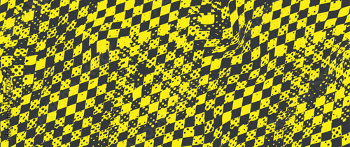 Checkered Racing Flag Background with Space for Your Text. Vector ornament checkered flag in black and yellow colors. Taxi checkers grunge background