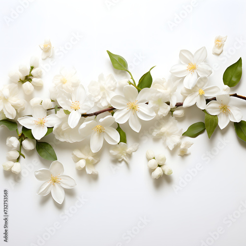 panoramic shot of jasmine flower isolated on white background