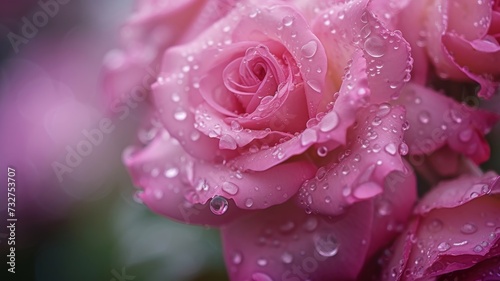 Close-Up of Pink Roses with Water Droplets