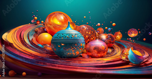 Fototapeta Naklejka Na Ścianę i Meble -  Abstract background with 3d shapes. ai