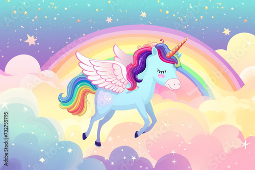 Rainbow Unicorn. Background with selective focus and copy space