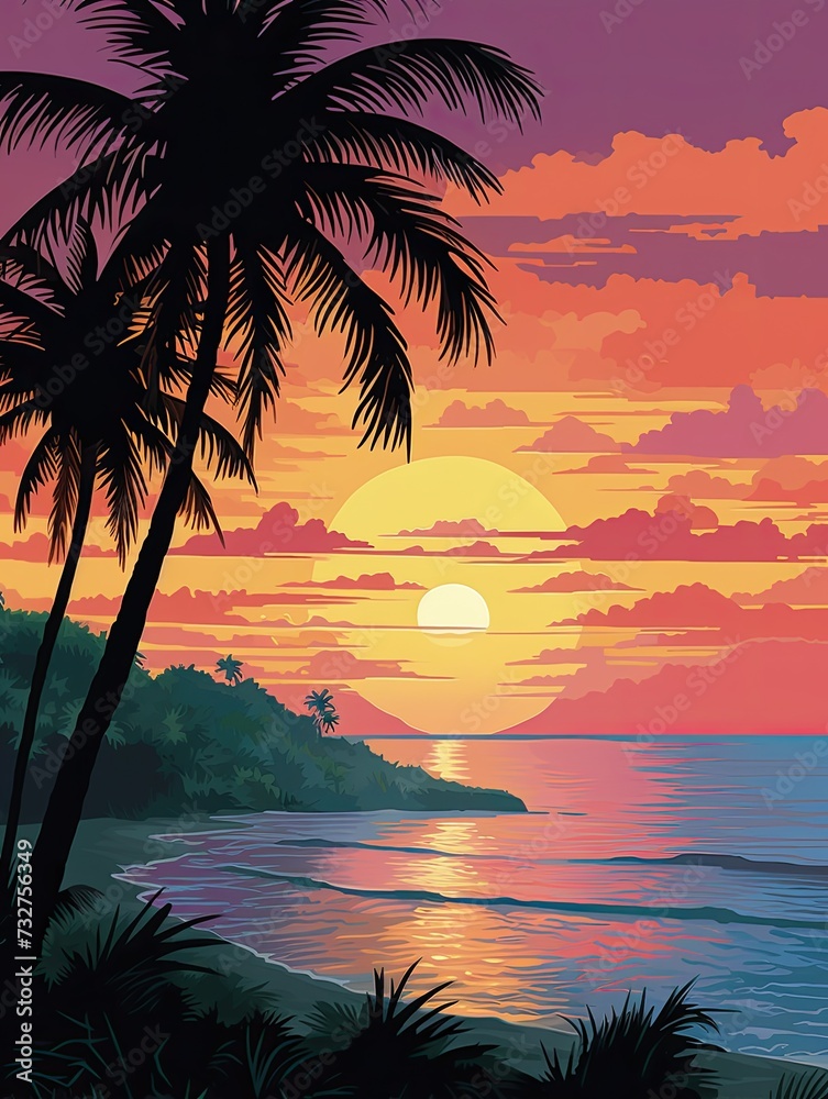 Palm Beach Silhouetted Dawn Seascape - Captivating Art Print of Palm Beach's Stunning Landscape