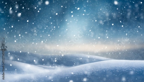 beautiful ultrawide background image of light snowfall falling over of snowdrifts © Alexander