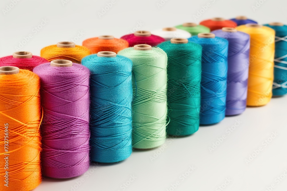 Colorful sewing threads on white background Colorful sewing threads on white background