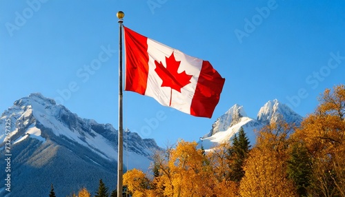 canada flag on clear blue sky