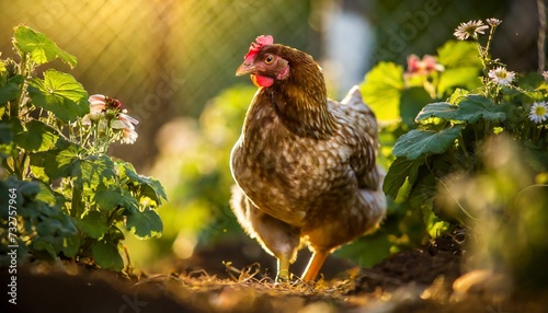 hen in a farmyard gallus gallus domesticus photo