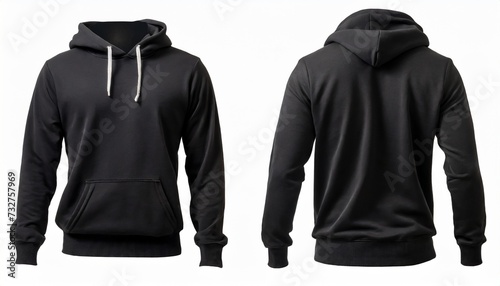 black sweater template sweatshirt long sleeve with clipping path hoody for design mockup for print on white background photo