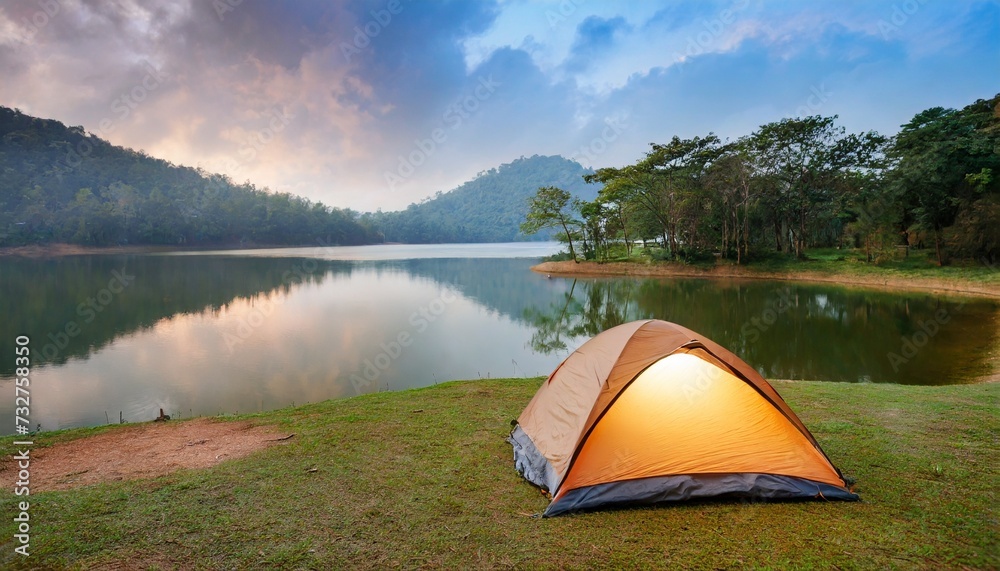 camping tent by the lake