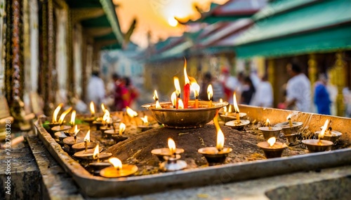 world religion dayconcept many burning candles with shallow depth of field