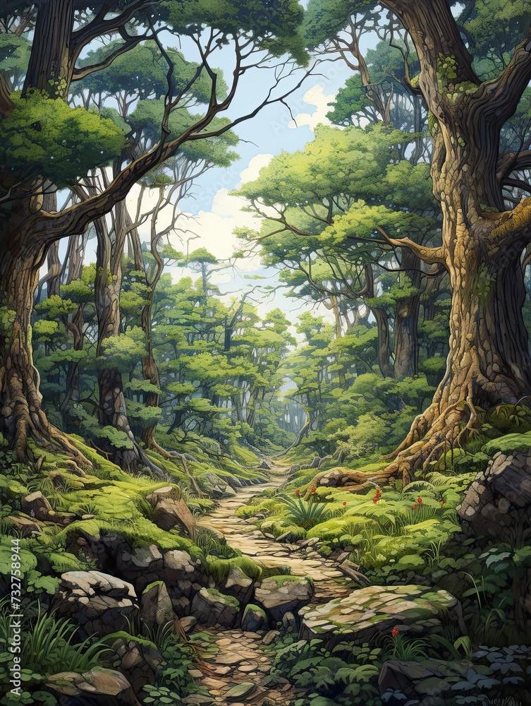 Fototapeta premium Ancient Sacred Groves on the Plateau: Countryside Nature Art Print