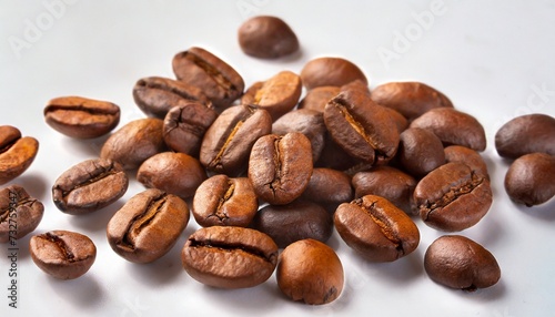 coffee beans on white background close up