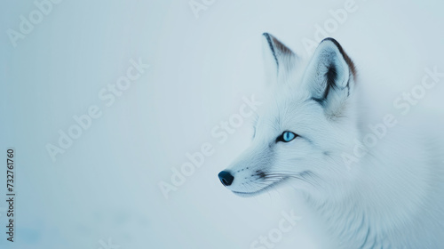 beautiful white wolf with blue eyes on white background. © NorLife