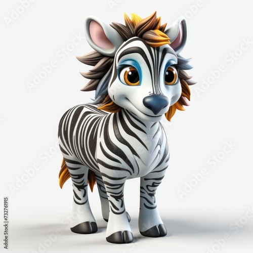  Cartoon fairy tale character 3d zebra illustration print. Funny animals  cute zebra print for children s clothing  stationery  books  goods. 3D toy zebra banner  concept art  3d zebra model.