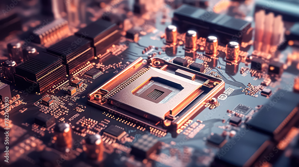 Close up view of a CPU chip