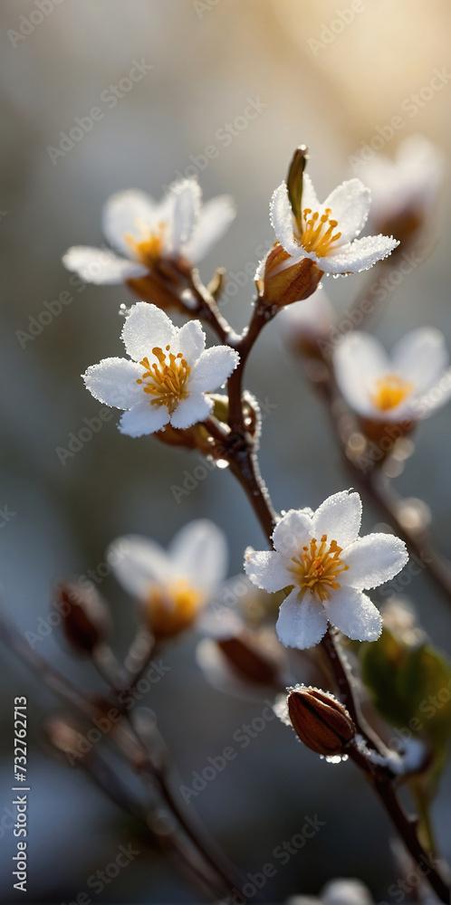 The first everlasting flowers grow from under the snow. Close-up. Selective focus. The first everlasting flowers grow from under the snow. Close-up. Selective focus.