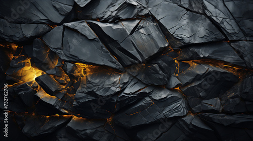 Burning Volcanic Black Stones Background