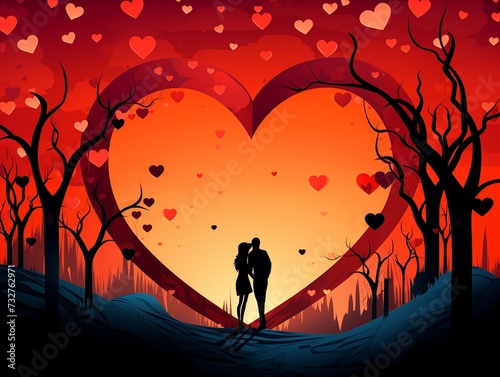 Illustration, Valentine's Day, a couple in love. Generative AI