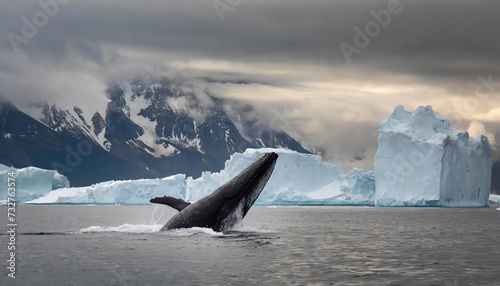 whale, ocean, mountain, ice, humpback, landscape, alaska, snow, waves, glacier, sea life, shallow, adventure, iceland, animal, blue whale, endangered species, environmental conservation, freedom, hump