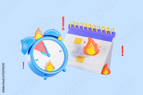 Calendar and alarm clock with burning deadline, time management