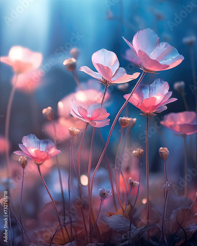 Stunning beautiful flower still life with stunning misty and vibrant colour and emotion