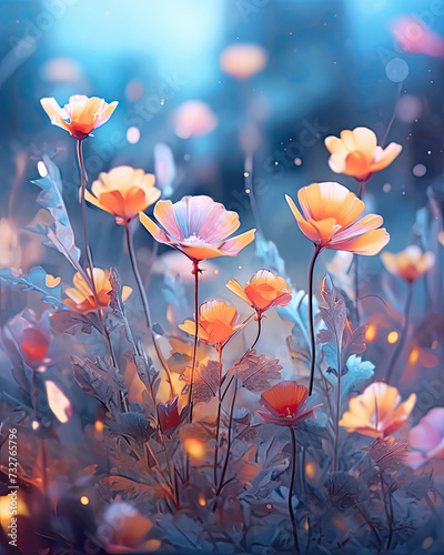 Stunning beautiful flower still life with stunning misty and vibrant colour and emotion