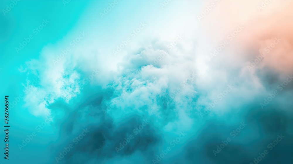 Dreamy clouds with a turquoise and pink gradient
