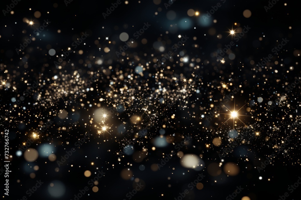 Abstract background with bokeh defocused lights and stars. Black glitter background for queer pride, representing various gender identities or sexual orientations.  - obrazy, fototapety, plakaty 
