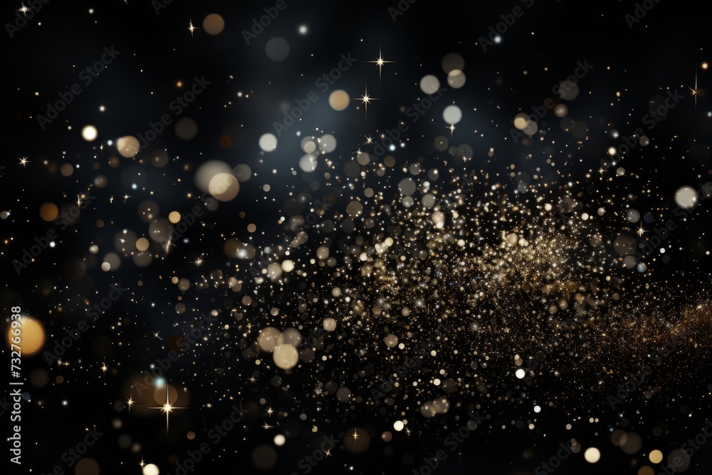 Abstract background with bokeh defocused lights and stars. Black glitter background for queer pride, representing various gender identities or sexual orientations. 