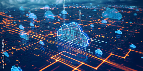 modern and abstract cloud, network, communication, data, storage, digital, web