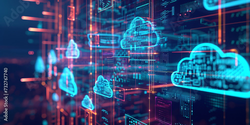 modern and abstract cloud, network, communication, data, storage, digital, web