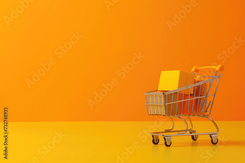 goods for buisness sale website banner in yellow, orange background color, minimalistic design, without text