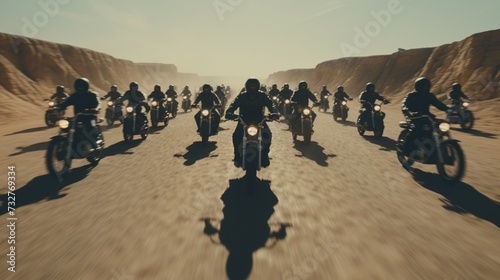 A group of motorcycles forming a synchronized formation as they navigate a series of challenging twists and turns.