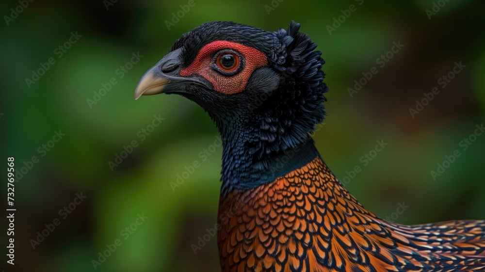 Close-up of a pheasant with intricate feather patterns