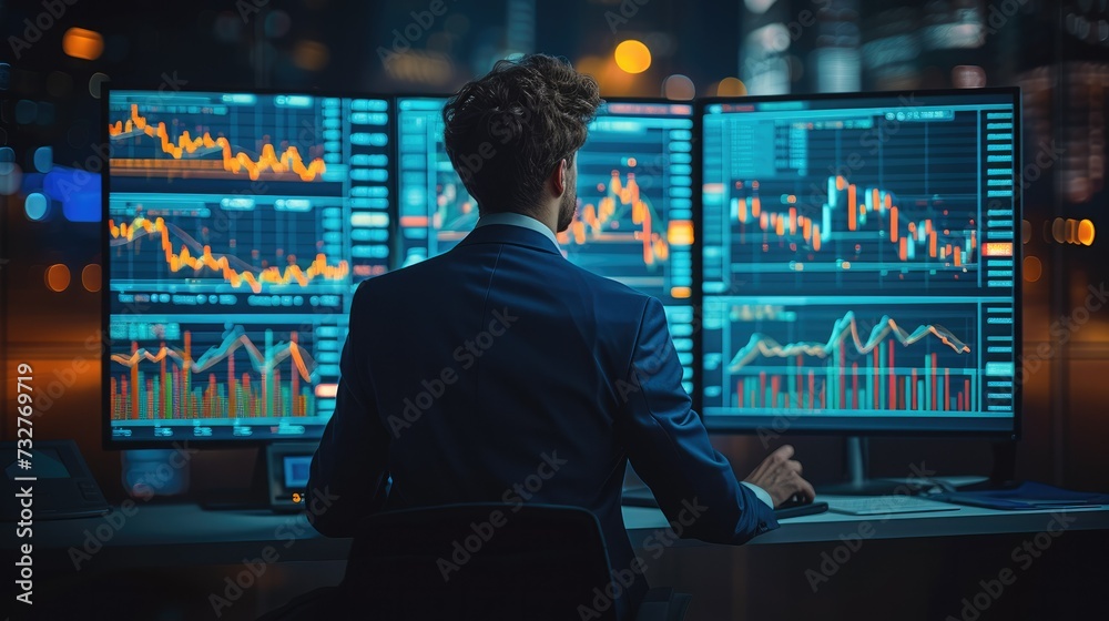 Business people Analyze the chart Investing in Stocks, Business development, financial plan and strategy. Investment of growth on currency rate. Generative AI.