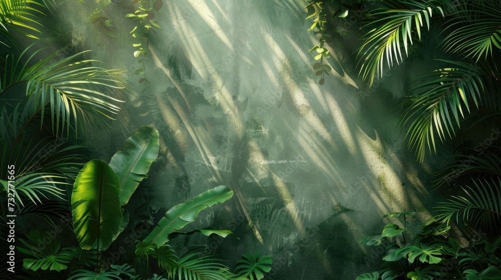 Ethereal light rays cascade through a rich tropical forest.