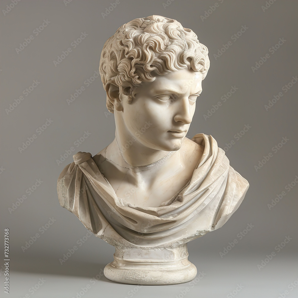 Young man marble bust. Young man marble bust.